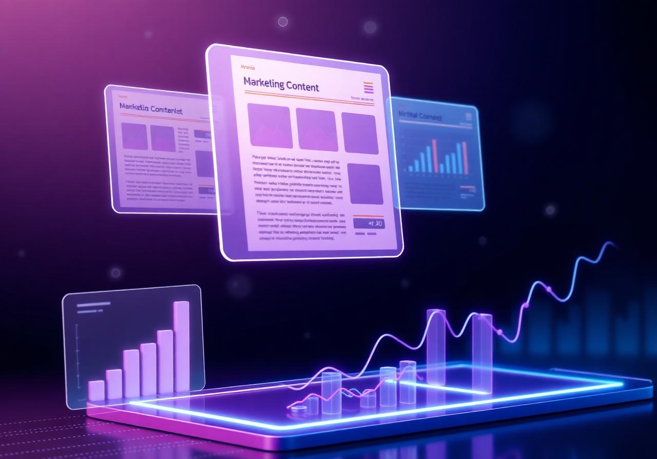 Digital Marketing Blogs hero illustration with analytics and content